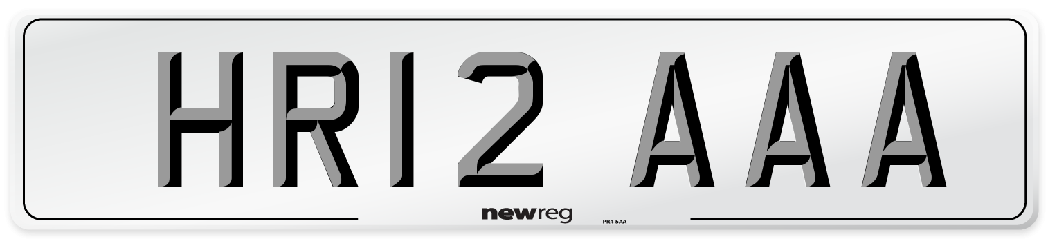 HR12 AAA Number Plate from New Reg